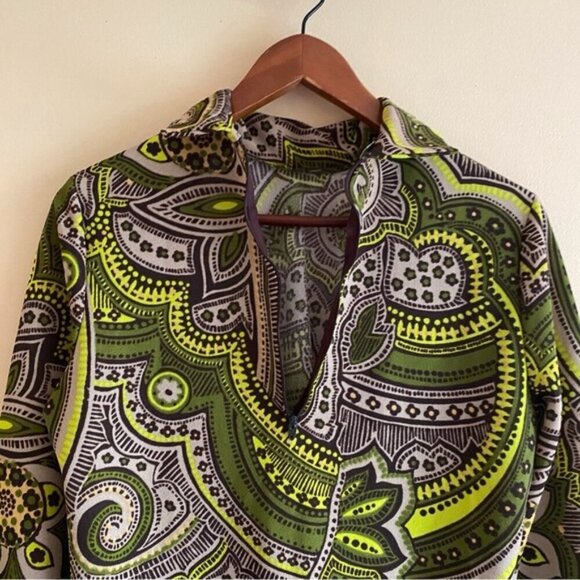 Vintage Wyndham Paisley Long Sleeve Back Zip Blouse Small 70s Groovy Streetwear - Picture 8 of 15
